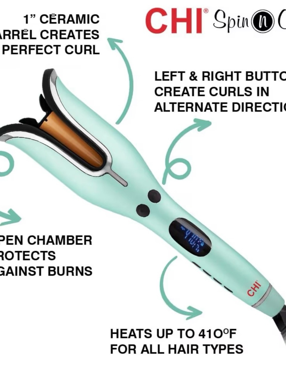 CHI Spin N Curl Auto Curler in Mint - Picture 2 of 4
